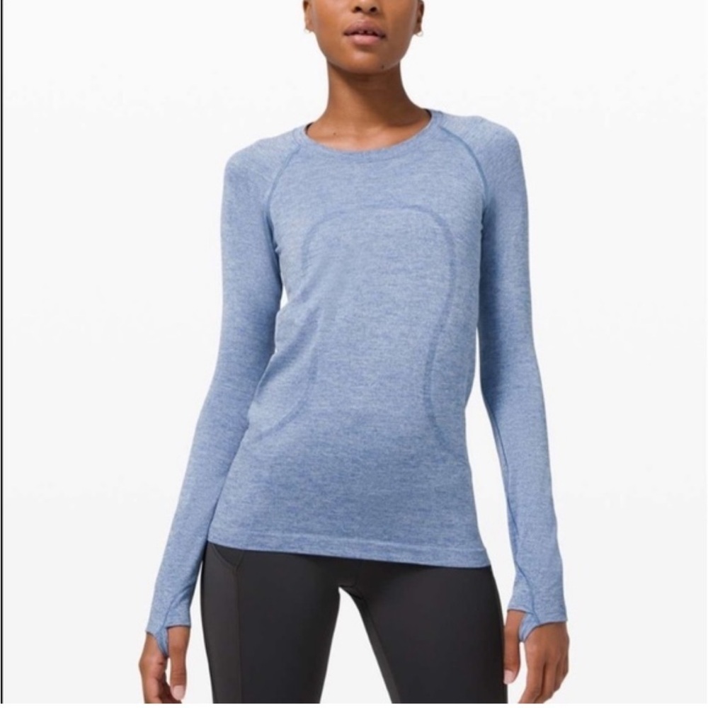 Lululemon run swiftly Blue metallic Long Sleeve Athletic Top